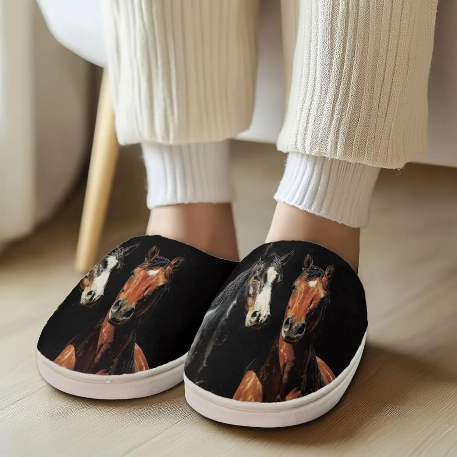 HUGS IDEA Slipper for Women Men Soft Scuff Slippers Anti-Slip Bedroom House Shoes Warm Cozy Plush