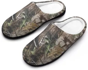 Hunting Camo Tree Men's Cotton Slipper Shoes with Soft Memory Foam for Womens House Indoor Outdoor