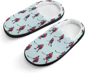Ice Hockey Players Print Slippers Non-slip House Slippers Home Shoes Indoor Outdoor Slippers For Girls Boys