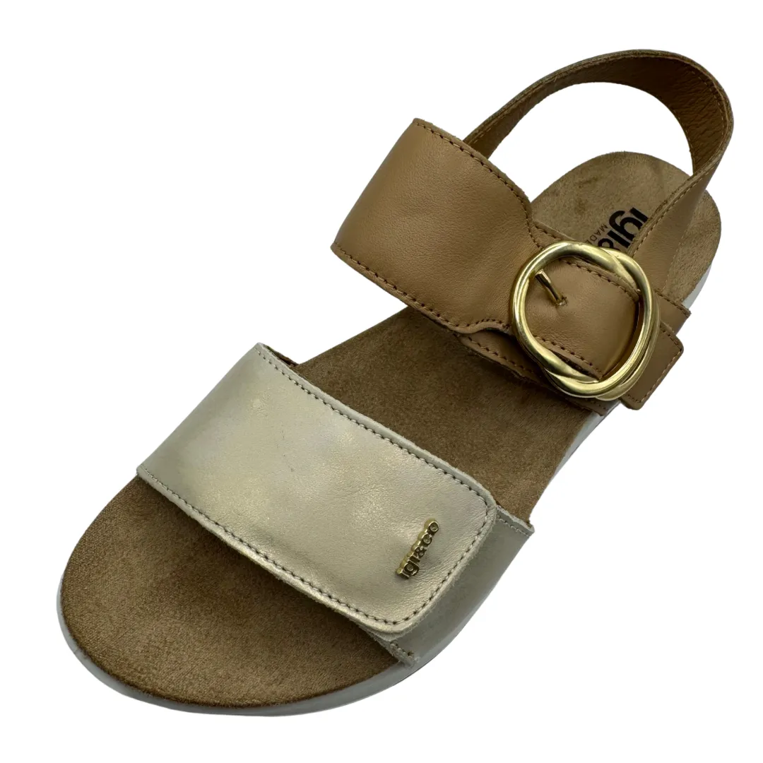 Igi & Co Brown & Gold Wedge Sandals