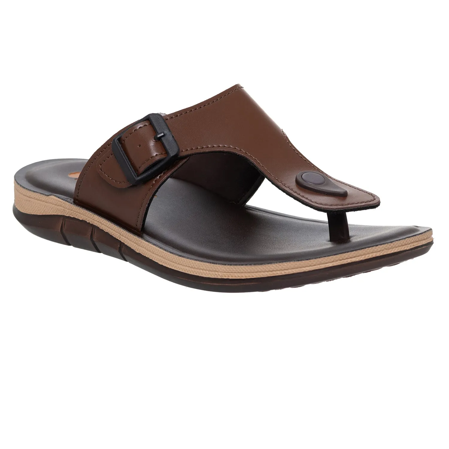 Inblu Men Brown T-Shape Sandal with Buckle Styling (9736_BROWN)