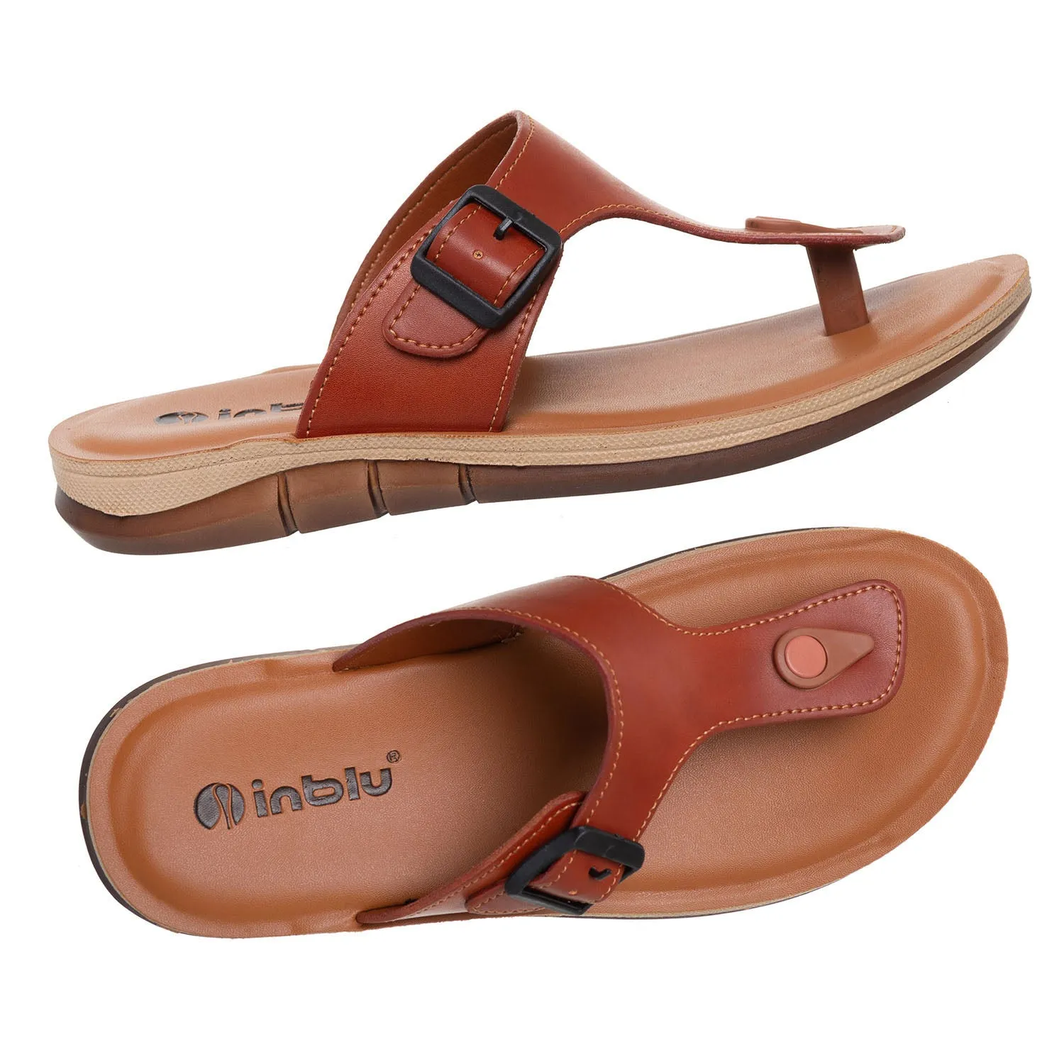 Inblu Men Tan T-Shape Sandal with Buckle Styling (9736_TAN)