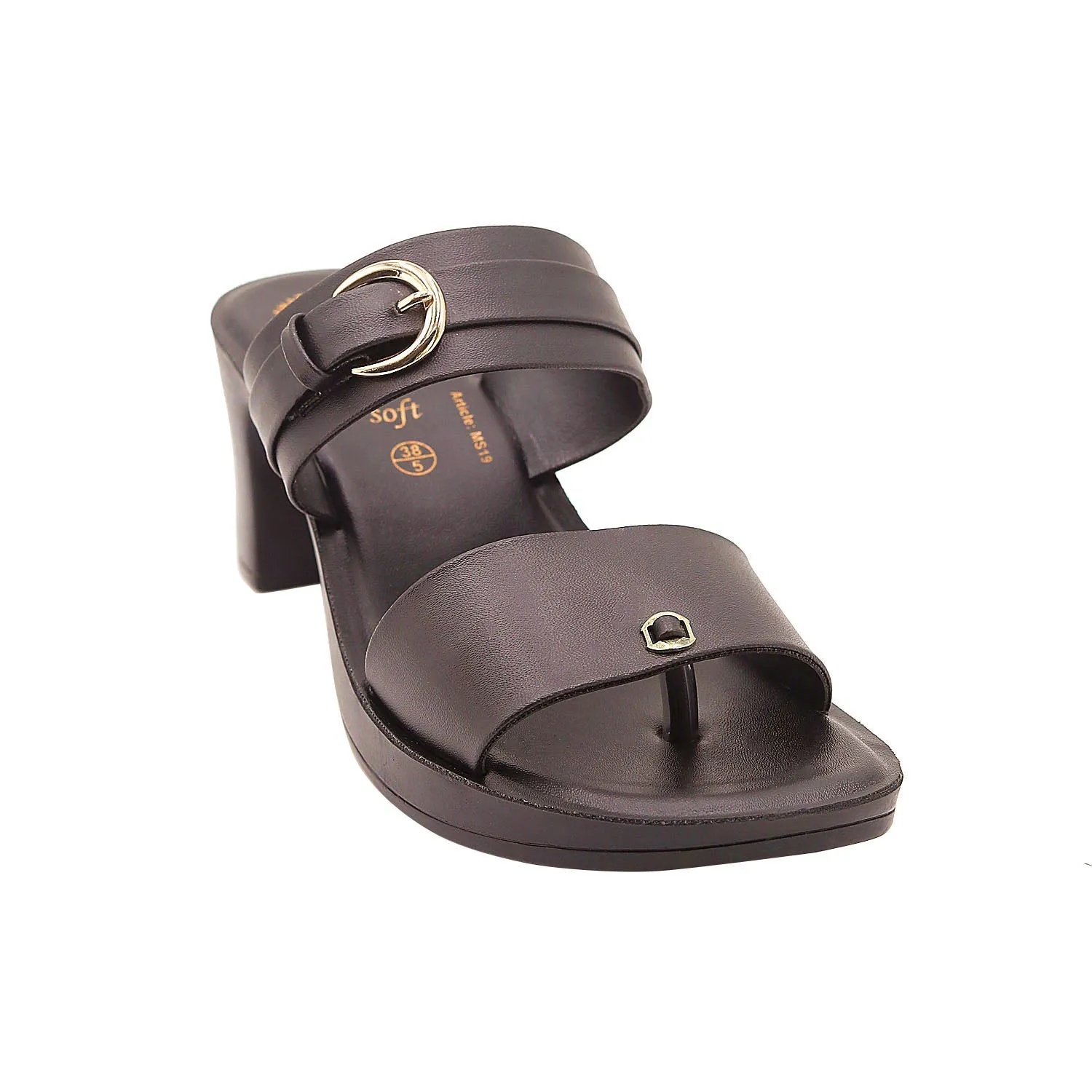 Inblu Women Brown Block Heel Sandal with Buckle Styling (MS19_BROWN)