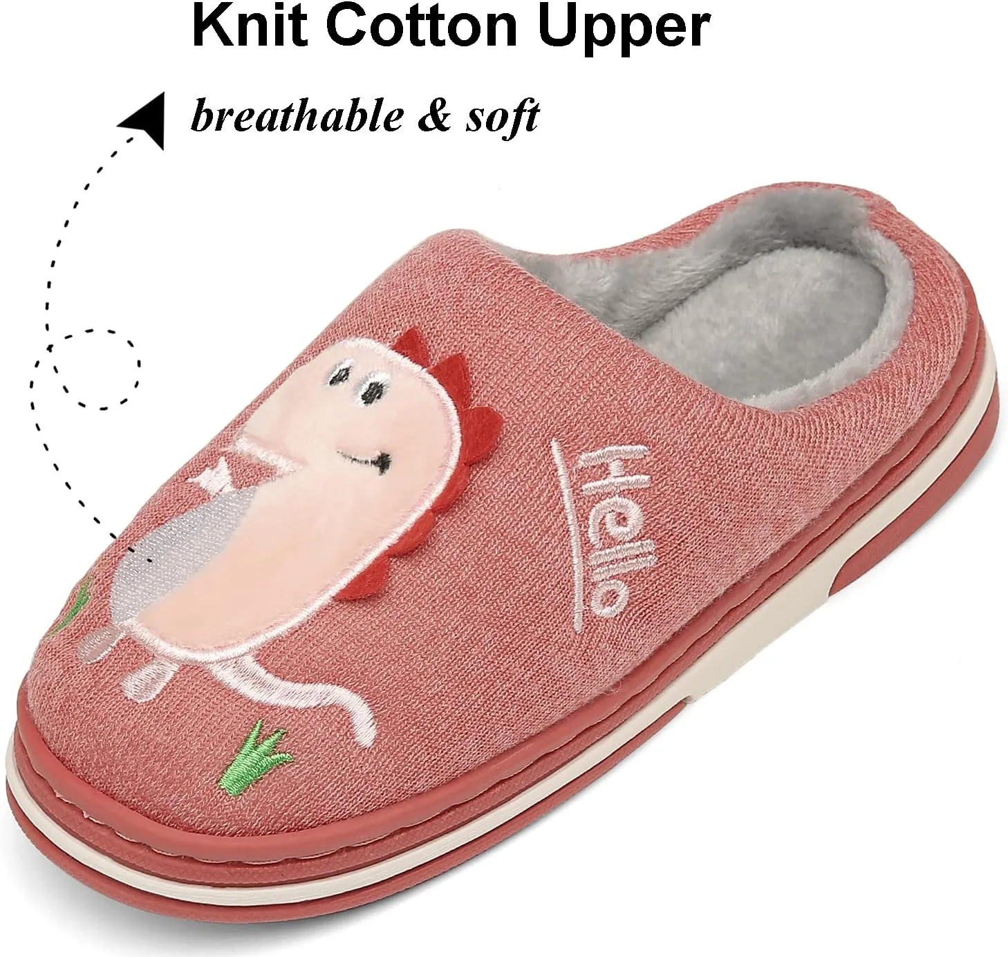 INMINPIN Boys Girls Cozy House Slippers Warm Plush Winter Cotton Slipper Kids Cute Dinosaur Indoor Shoes Non-Slip