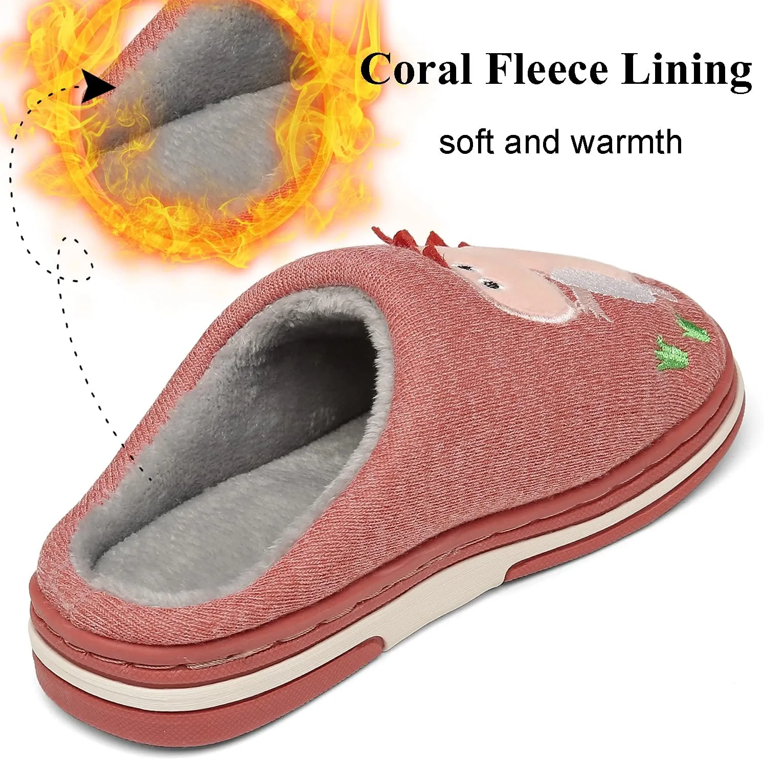 INMINPIN Boys Girls Cozy House Slippers Warm Plush Winter Cotton Slipper Kids Cute Dinosaur Indoor Shoes Non-Slip