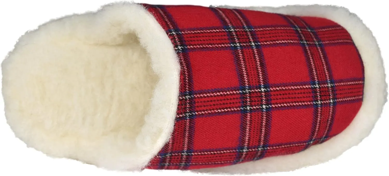 Irish Flannel Slippers, Tartan Fluffy Wool Winter House Shoes, Made in Ireland