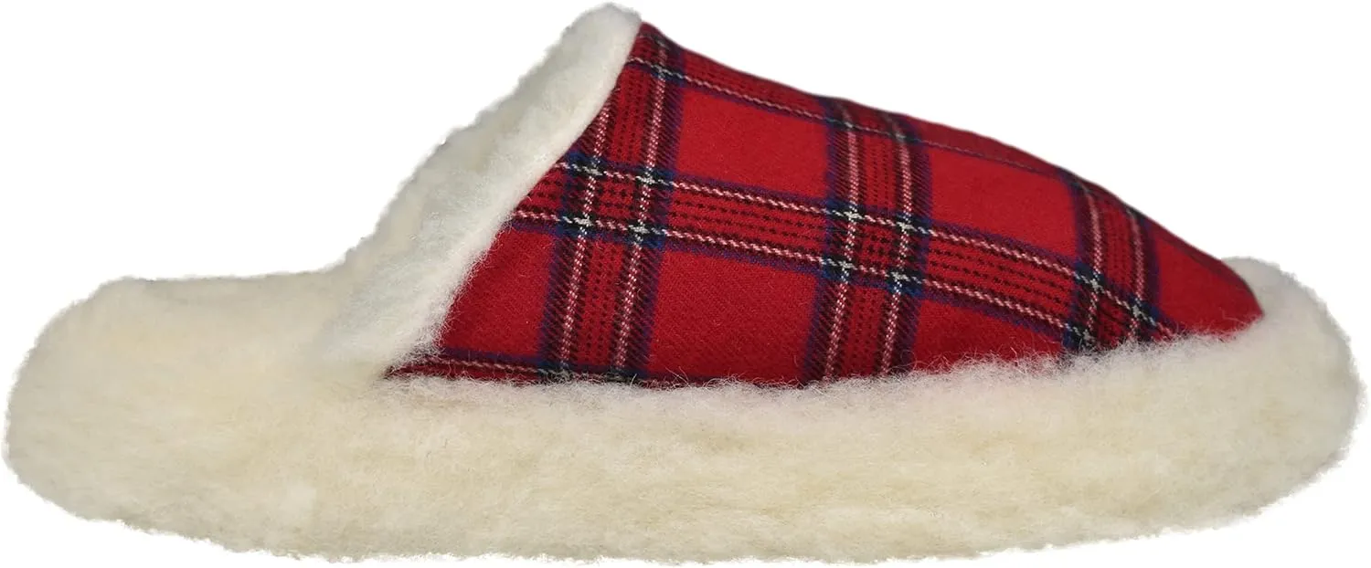 Irish Flannel Slippers, Tartan Fluffy Wool Winter House Shoes, Made in Ireland