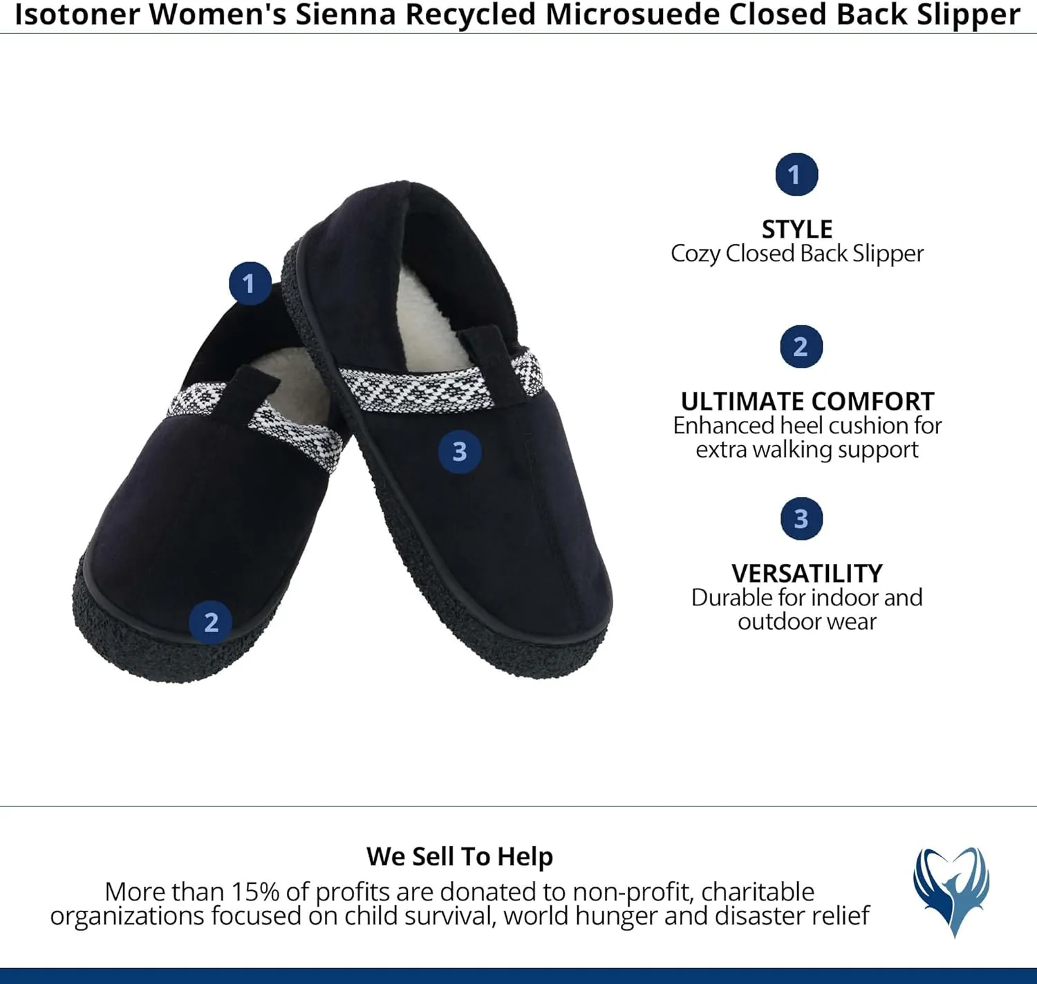 isotoner Women's Sienna Recycled Microsuede Closed Back Slipper