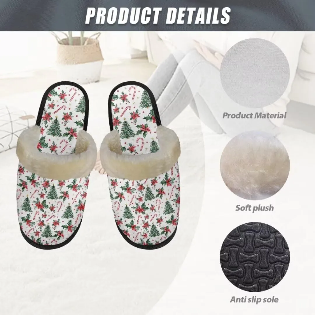 Jeiento Christmas Slippers for Men Women Comfortable Cotton Memory Foam Slippers Soft Fluffy Warm House Shoes Bedroom Slipper