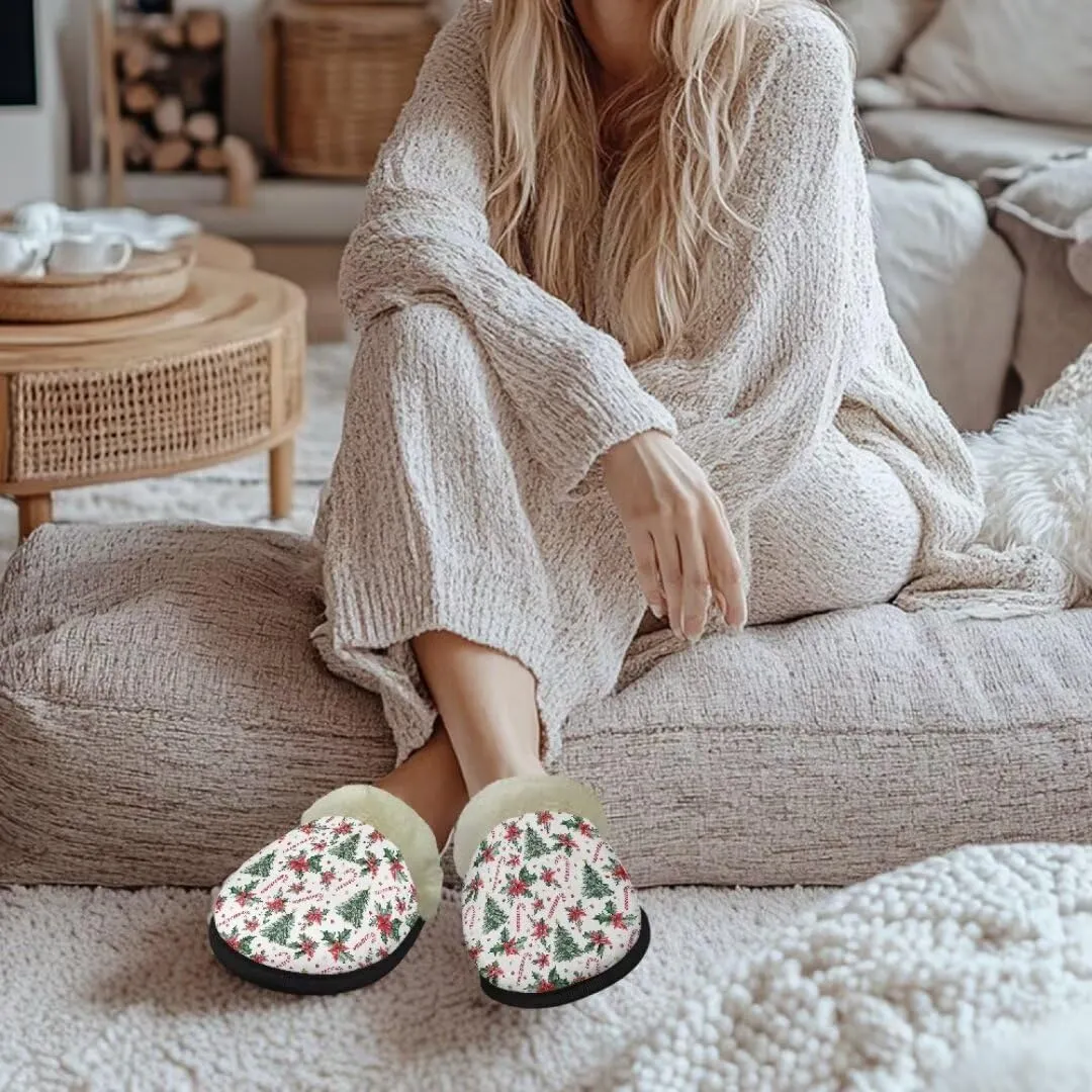 Jeiento Christmas Slippers for Men Women Comfortable Cotton Memory Foam Slippers Soft Fluffy Warm House Shoes Bedroom Slipper