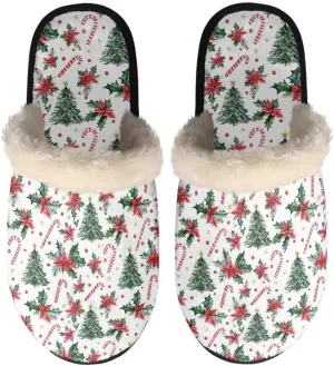 Jeiento Christmas Slippers for Men Women Comfortable Cotton Memory Foam Slippers Soft Fluffy Warm House Shoes Bedroom Slipper