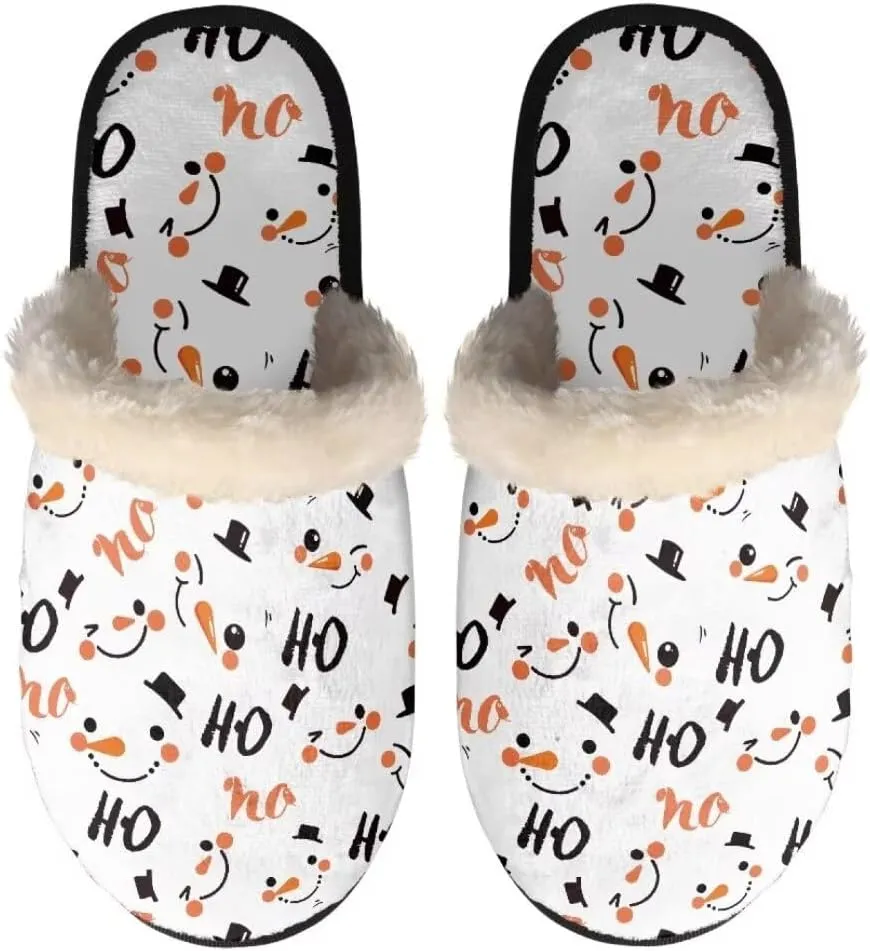 Jeiento Christmas Slippers for Men Women Comfortable Cotton Memory Foam Slippers Soft Fluffy Warm House Shoes Bedroom Slipper