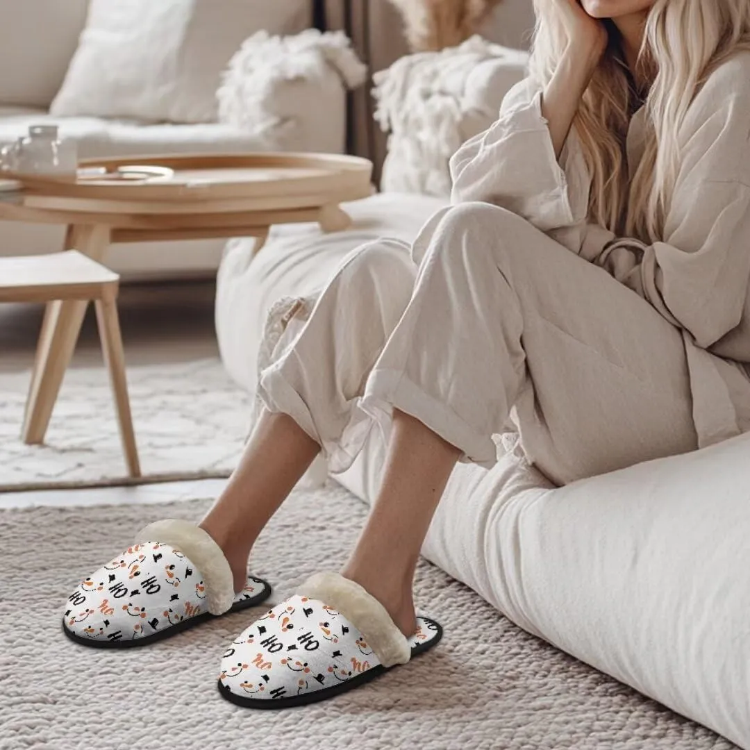Jeiento Christmas Slippers for Men Women Comfortable Cotton Memory Foam Slippers Soft Fluffy Warm House Shoes Bedroom Slipper