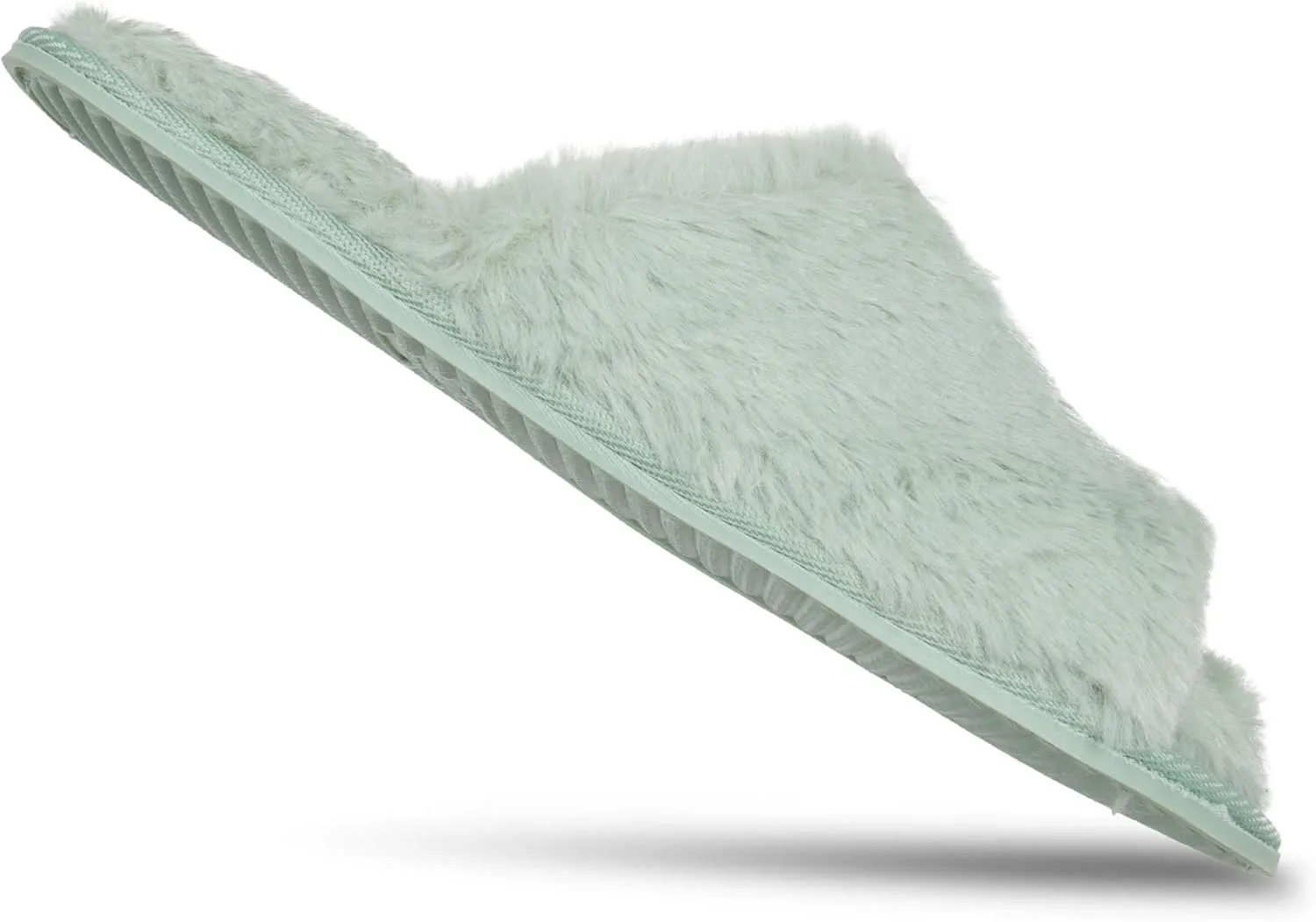 Jessica Simpson Women's Plush Faux Fur Fuzzy Slide on Open Toe Slipper with Memory Foam