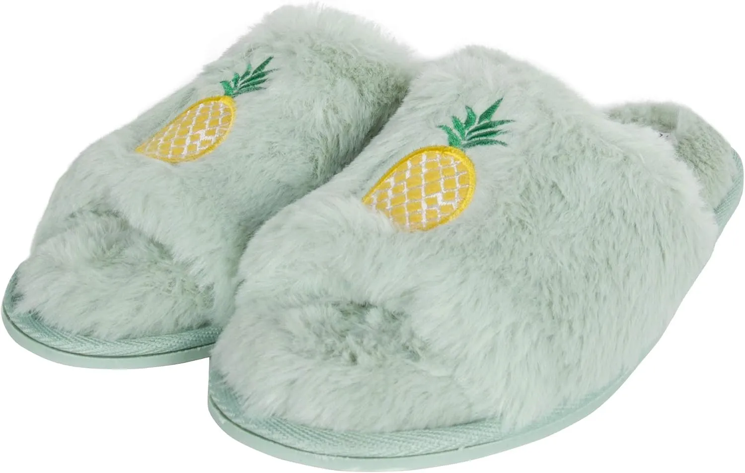 Jessica Simpson Women's Plush Faux Fur Fuzzy Slide on Open Toe Slipper with Memory Foam