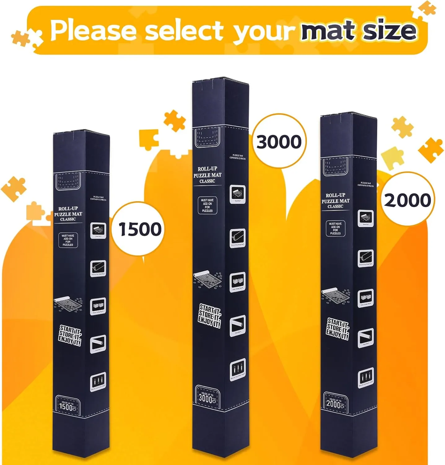 Jigsaw Puzzle Mat Roll Up, Portable Saver Pad 48” x 30.7” Up to 2000 Pieces, Puzzles Matt Rollup with Non-Slip Rubber Bottom & Smooth Top. (6 Puzzle Sorting Trays & 1 Storage Bag)