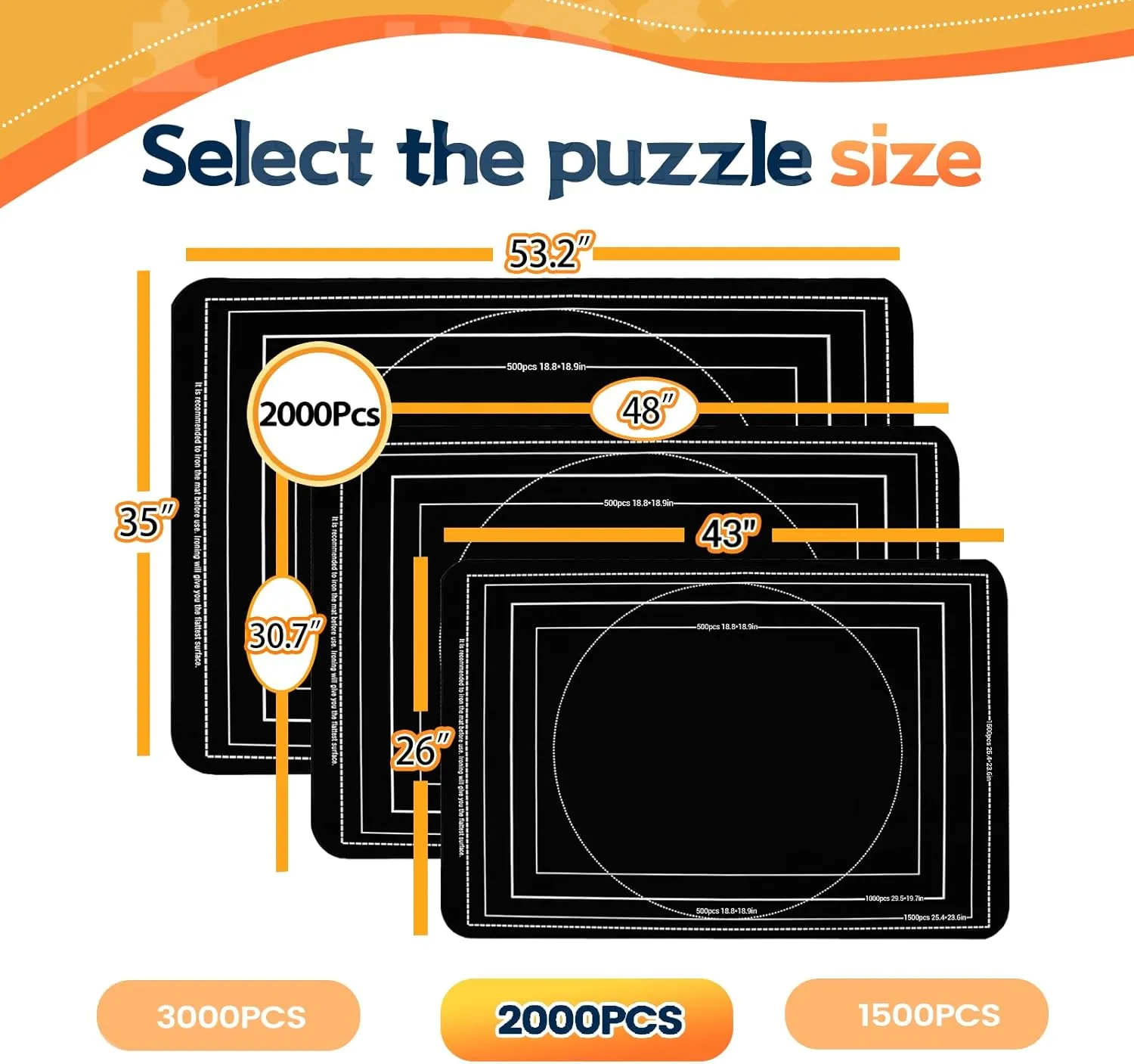 Jigsaw Puzzle Mat Roll Up, Portable Saver Pad 48” x 30.7” Up to 2000 Pieces, Puzzles Matt Rollup with Non-Slip Rubber Bottom & Smooth Top. (6 Puzzle Sorting Trays & 1 Storage Bag)
