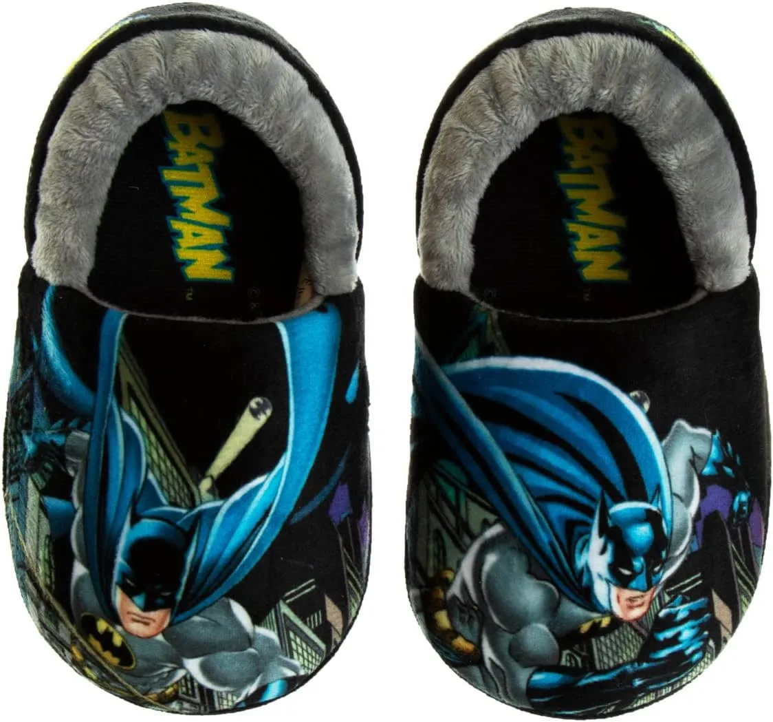 Josmo Boy's Batman Slipper Dark Knight Superhero Lightweight Comfort Soft Aline Plush House Shoes
