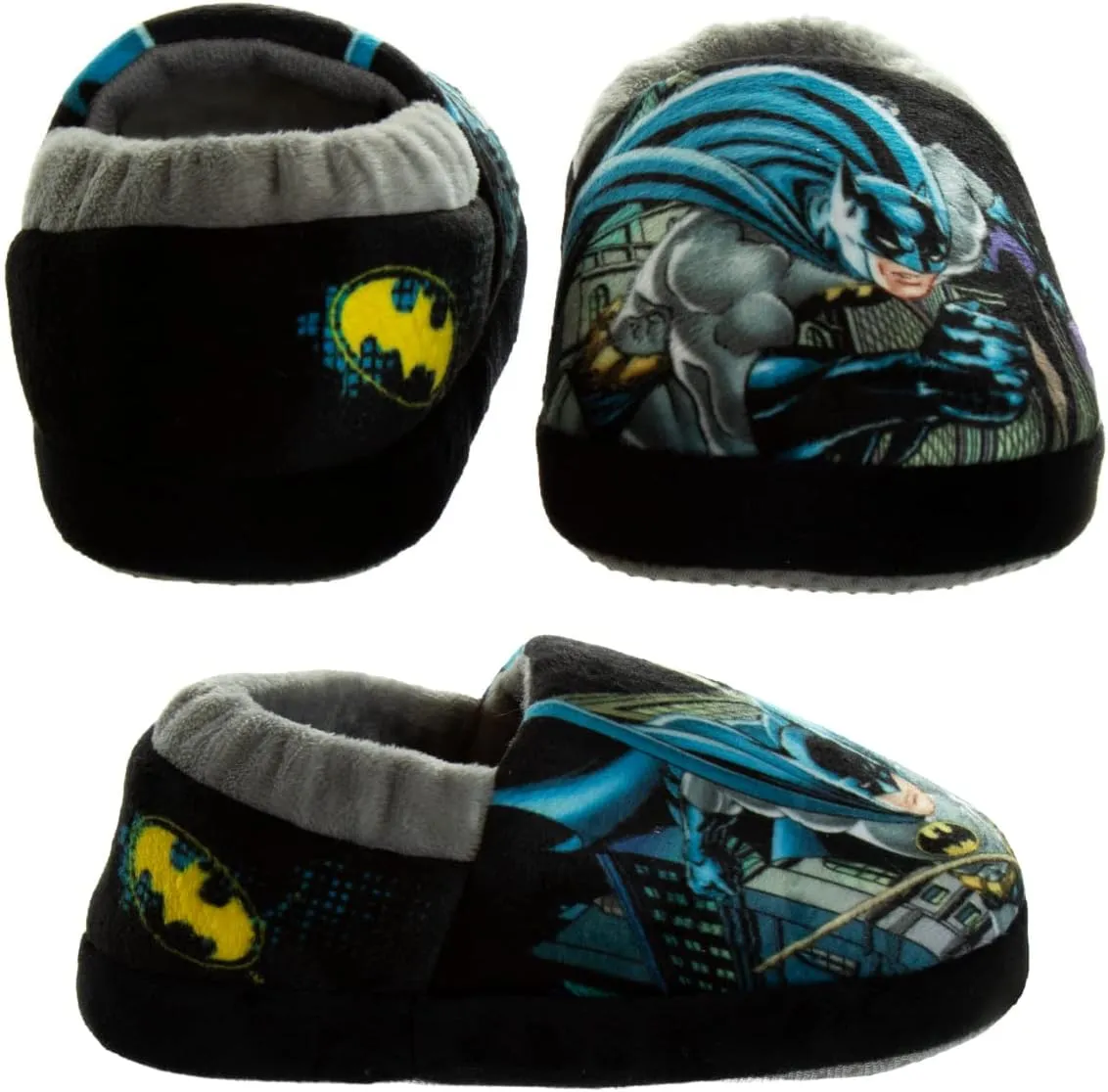 Josmo Boy's Batman Slipper Dark Knight Superhero Lightweight Comfort Soft Aline Plush House Shoes