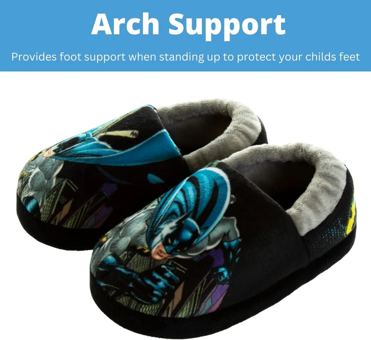 Josmo Boy's Batman Slipper Dark Knight Superhero Lightweight Comfort Soft Aline Plush House Shoes