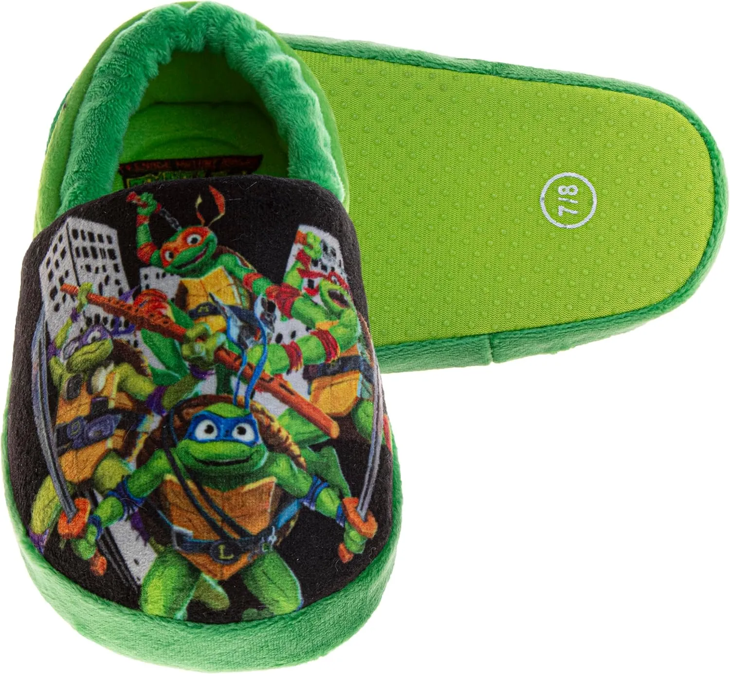 Josmo Kids Boys TMNT Slippers Warm Soft Lightweight - Teenage Mutant Ninja Turtles Leonardo Donatello Raphael Michelangelo House Shoes (Dual Sizing Toddler - Little Kids - Big Kids)