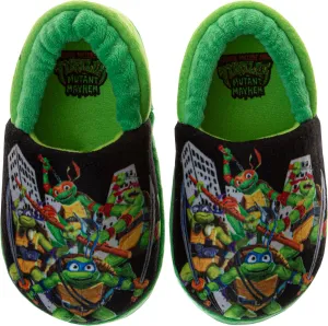 Josmo Kids Boys TMNT Slippers Warm Soft Lightweight - Teenage Mutant Ninja Turtles Leonardo Donatello Raphael Michelangelo House Shoes (Dual Sizing Toddler - Little Kids - Big Kids)