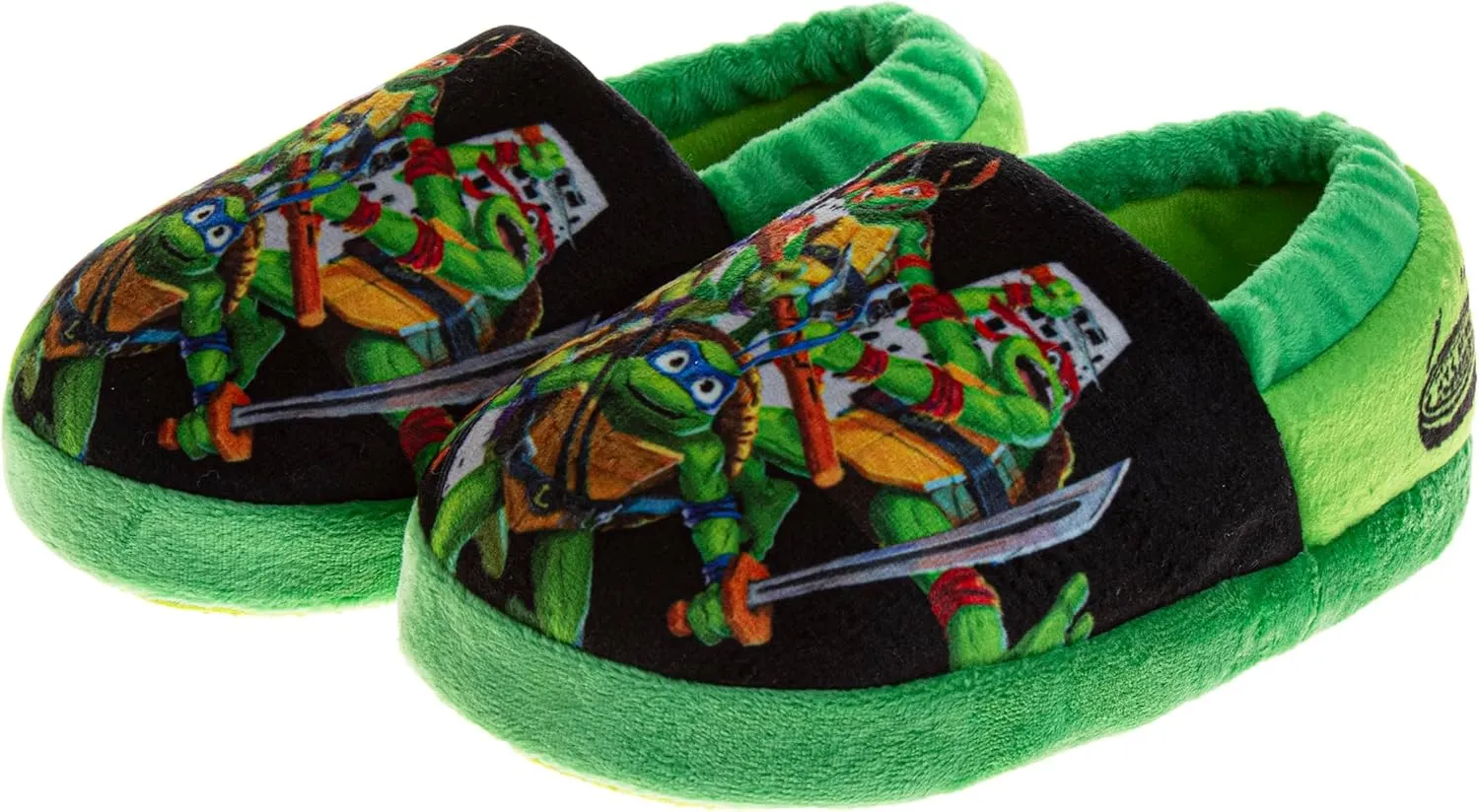 Josmo Kids Boys TMNT Slippers Warm Soft Lightweight - Teenage Mutant Ninja Turtles Leonardo Donatello Raphael Michelangelo House Shoes (Dual Sizing Toddler - Little Kids - Big Kids)