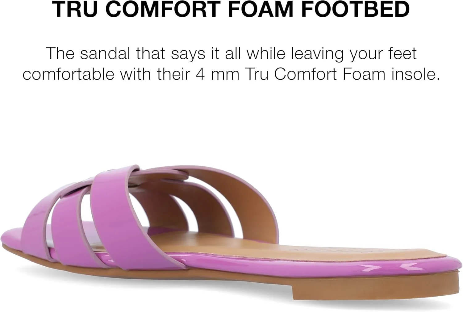 Journee Womens Flat Open Square Toe Fashion Banded Sandal Comfortable Dressy Slip On Arrina Slide
