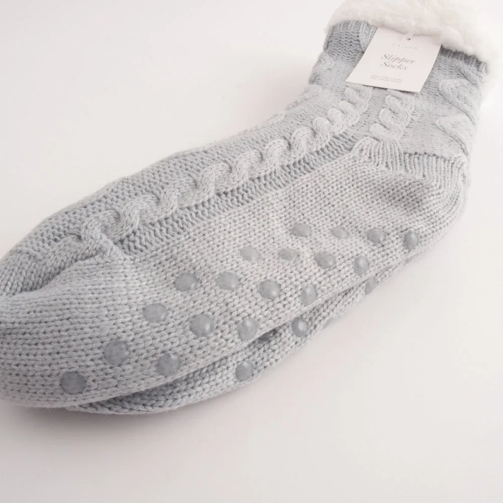 Kaiser Slipper Socks - DUCK EGG CABLE
