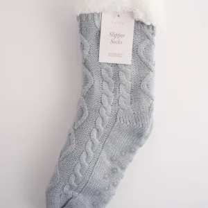 Kaiser Slipper Socks - DUCK EGG CABLE