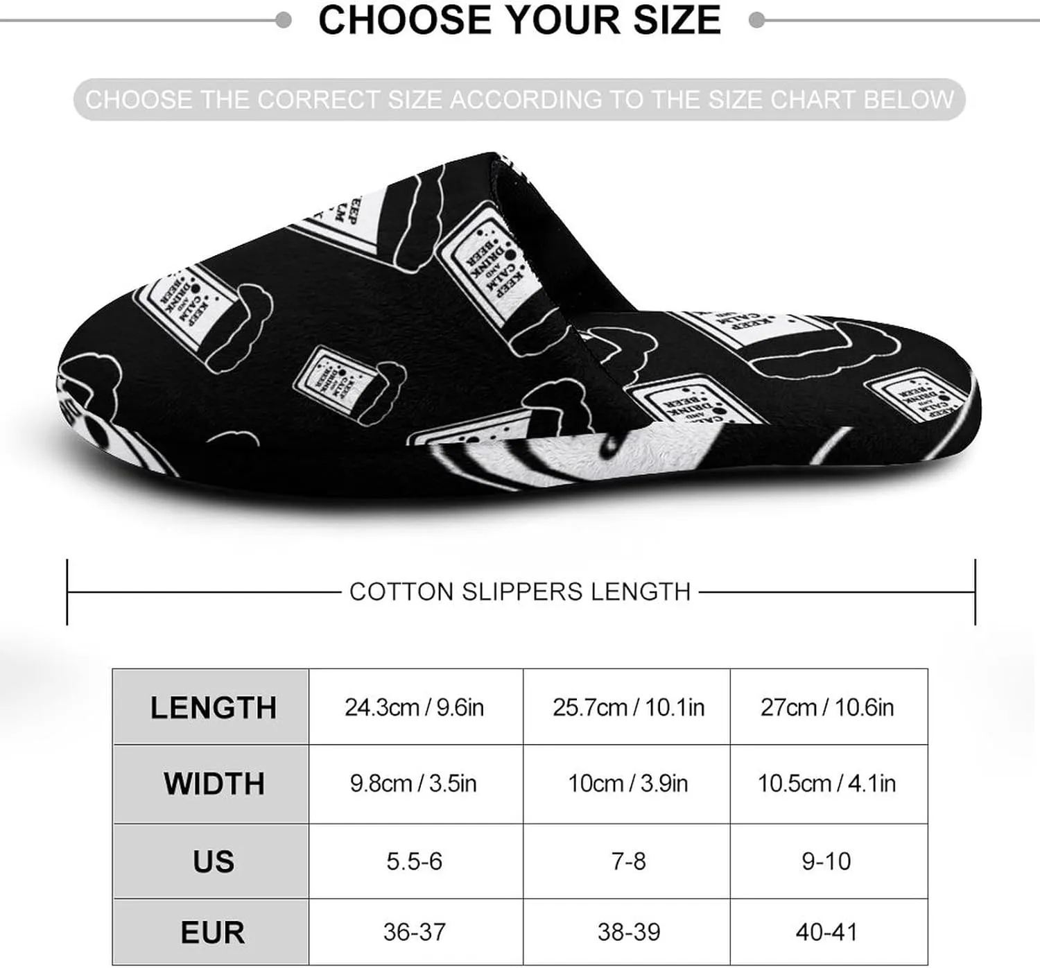 Keep Calm And Drink Beer Women's Washable Cotton Slippers Comfortable House Shoes Slip on House