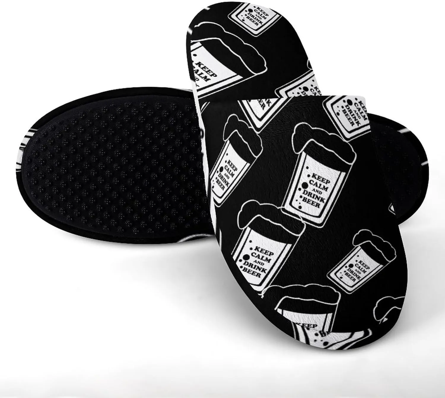 Keep Calm And Drink Beer Women's Washable Cotton Slippers Comfortable House Shoes Slip on House