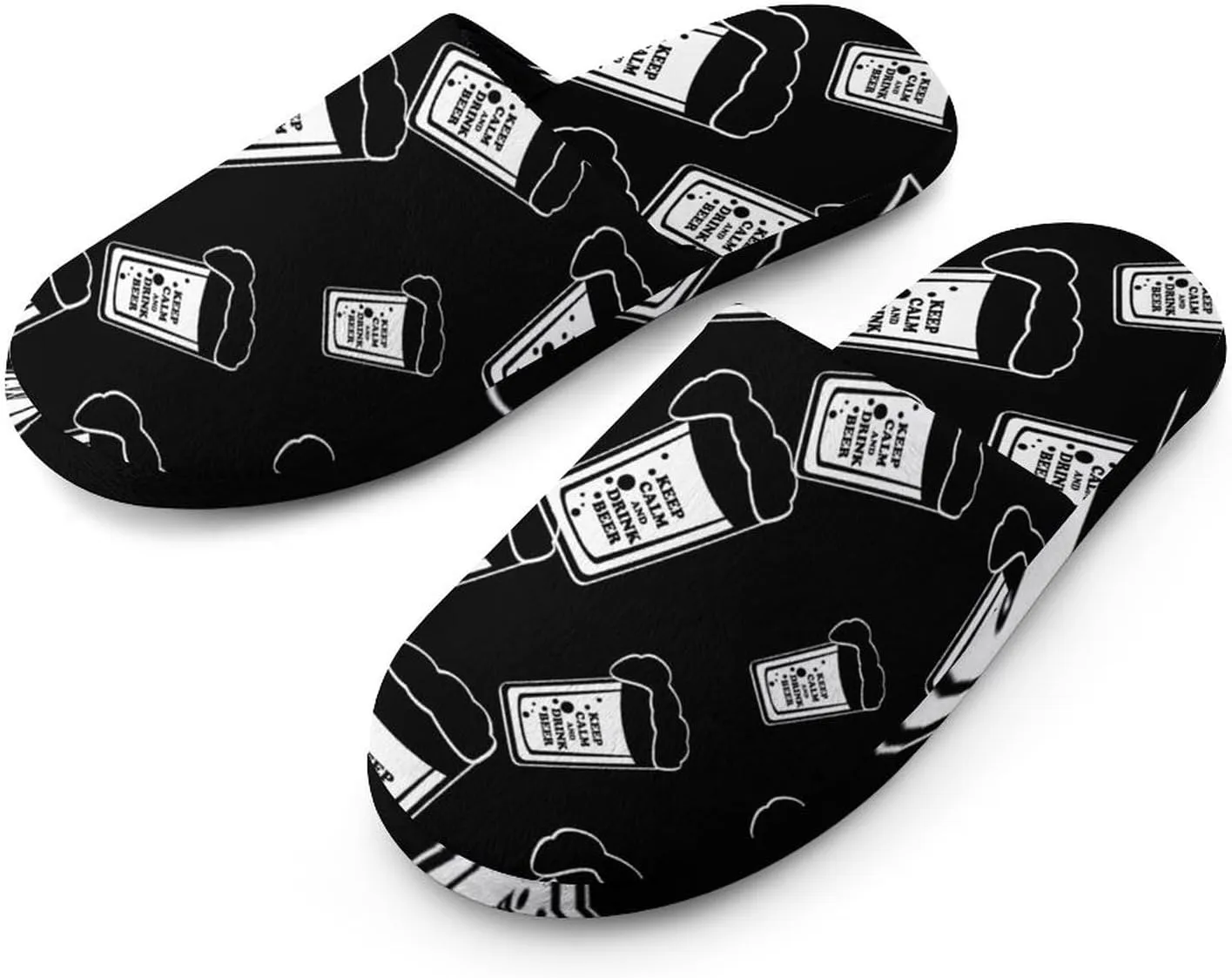 Keep Calm And Drink Beer Women's Washable Cotton Slippers Comfortable House Shoes Slip on House