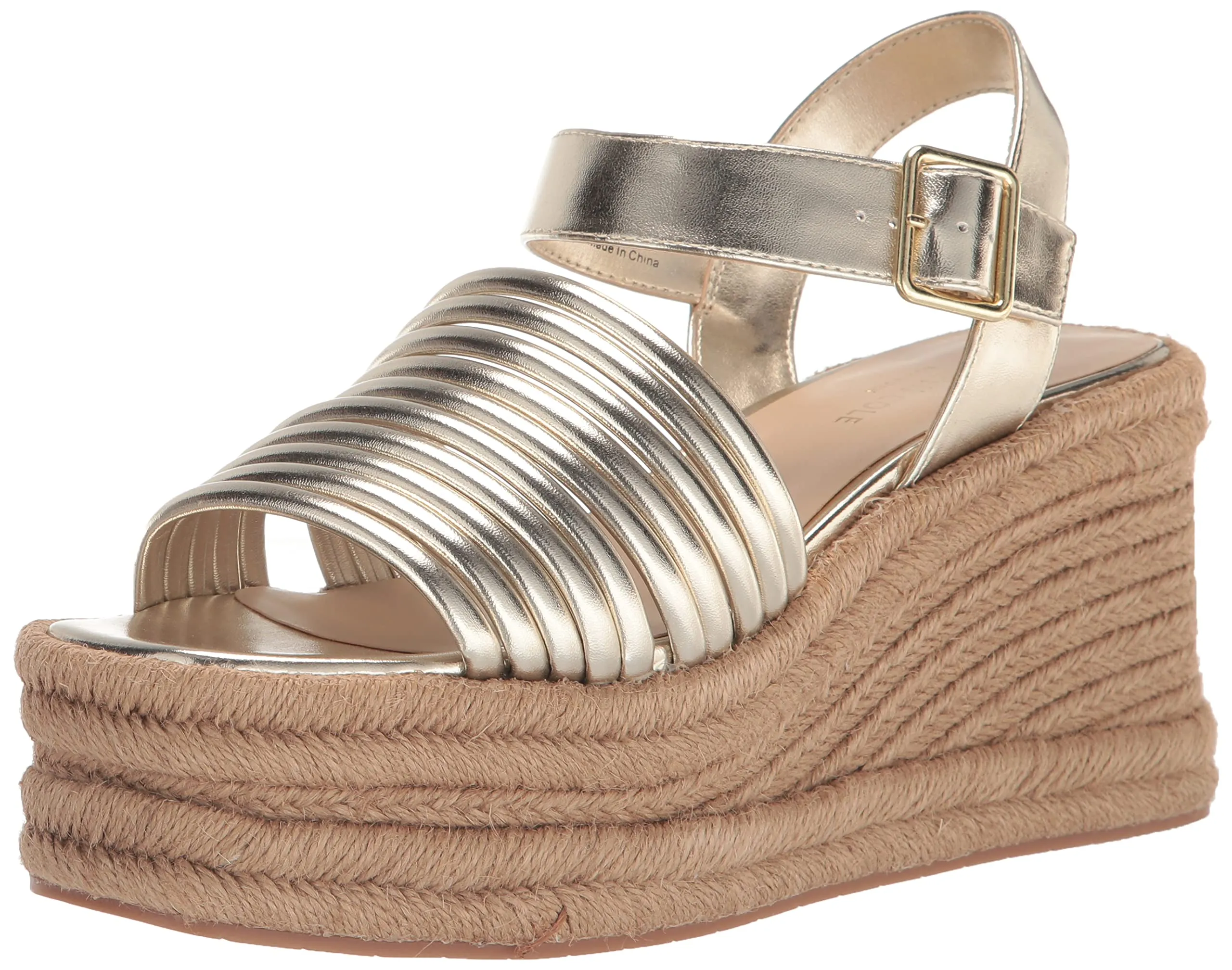 Kenneth Cole Women's Women's Shelby Wedge Sandal, Light Gold, 7