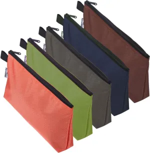 KERNOWO 5 Pcs Premium Tool Pouch Zipper Bag, Small Utility Bags, 12.5 X 7 X 2 Inch Bank Deposit Bag With Dependable Smooth Nylon Zippers