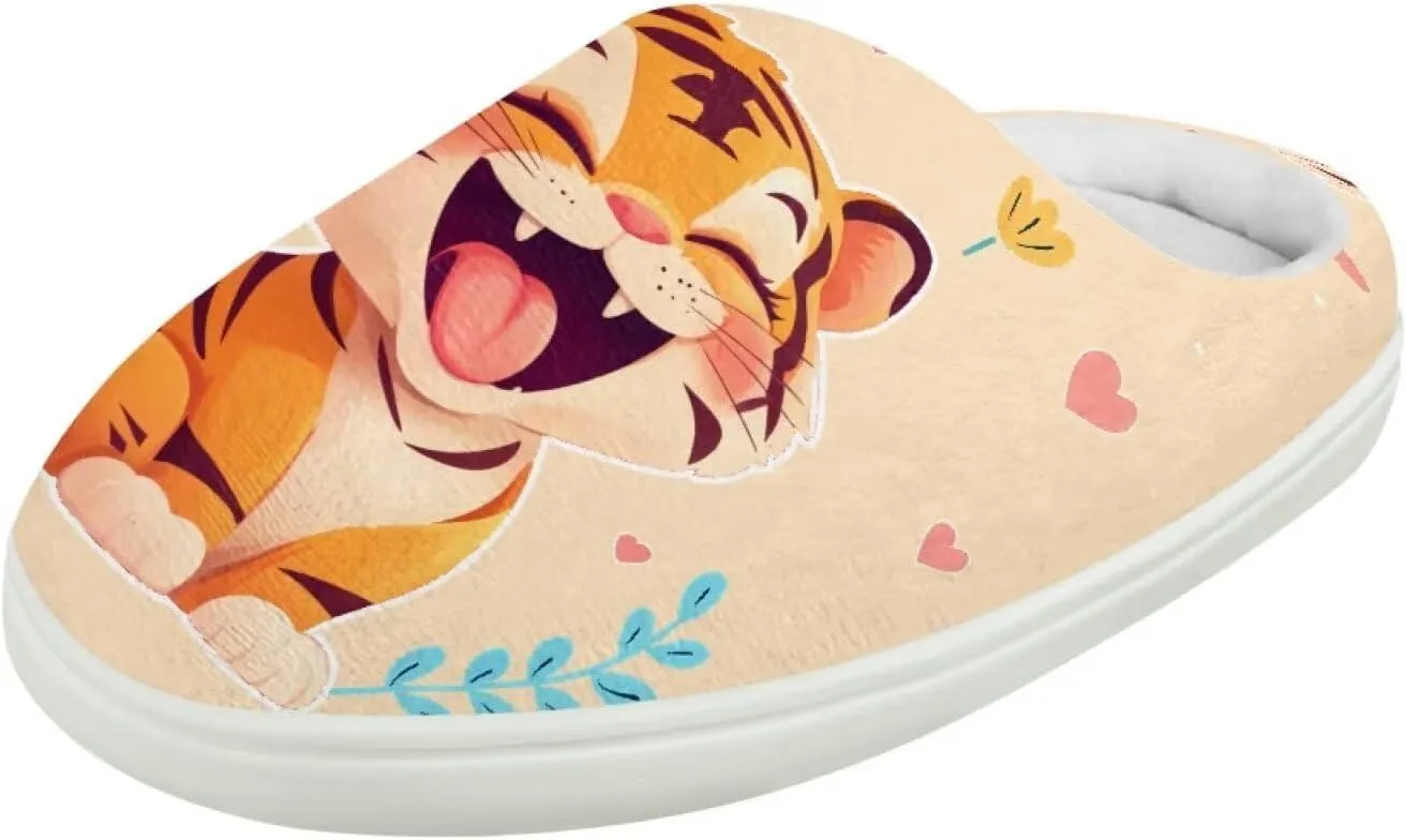 Kids Cute Slippers for Boy Girls Soft Fluffy Plush Slippers Animal Print House Shoes Non Slip Warm Slippers US 9-15