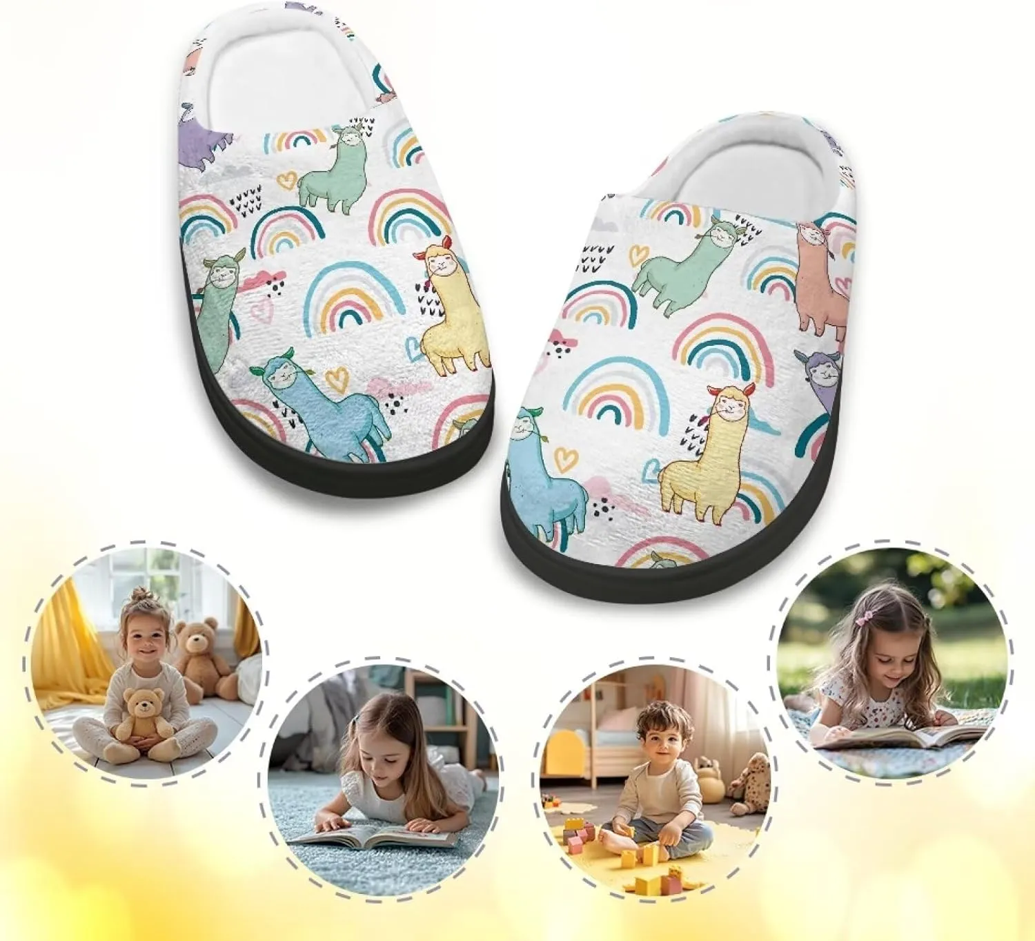 Kids Slip-On Fuzzy House Slipper Outdoor Cozy Non-Slip Slippers Warm Cute Slippers for Toddler Boys GirlsLittle kids US 9-15