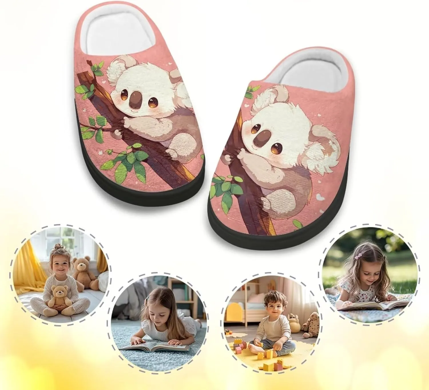 Kids Slippers for Girls Boys - Plush Fuzzy Indoor Shoes