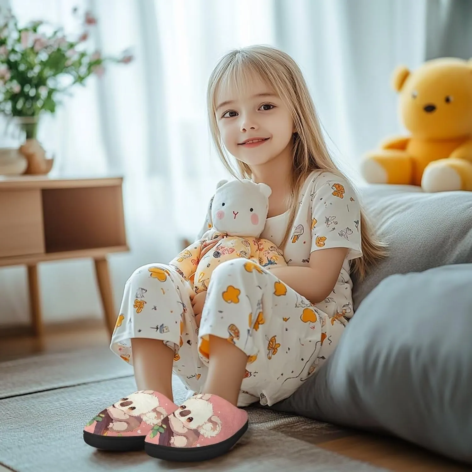 Kids Slippers for Girls Boys - Plush Fuzzy Indoor Shoes