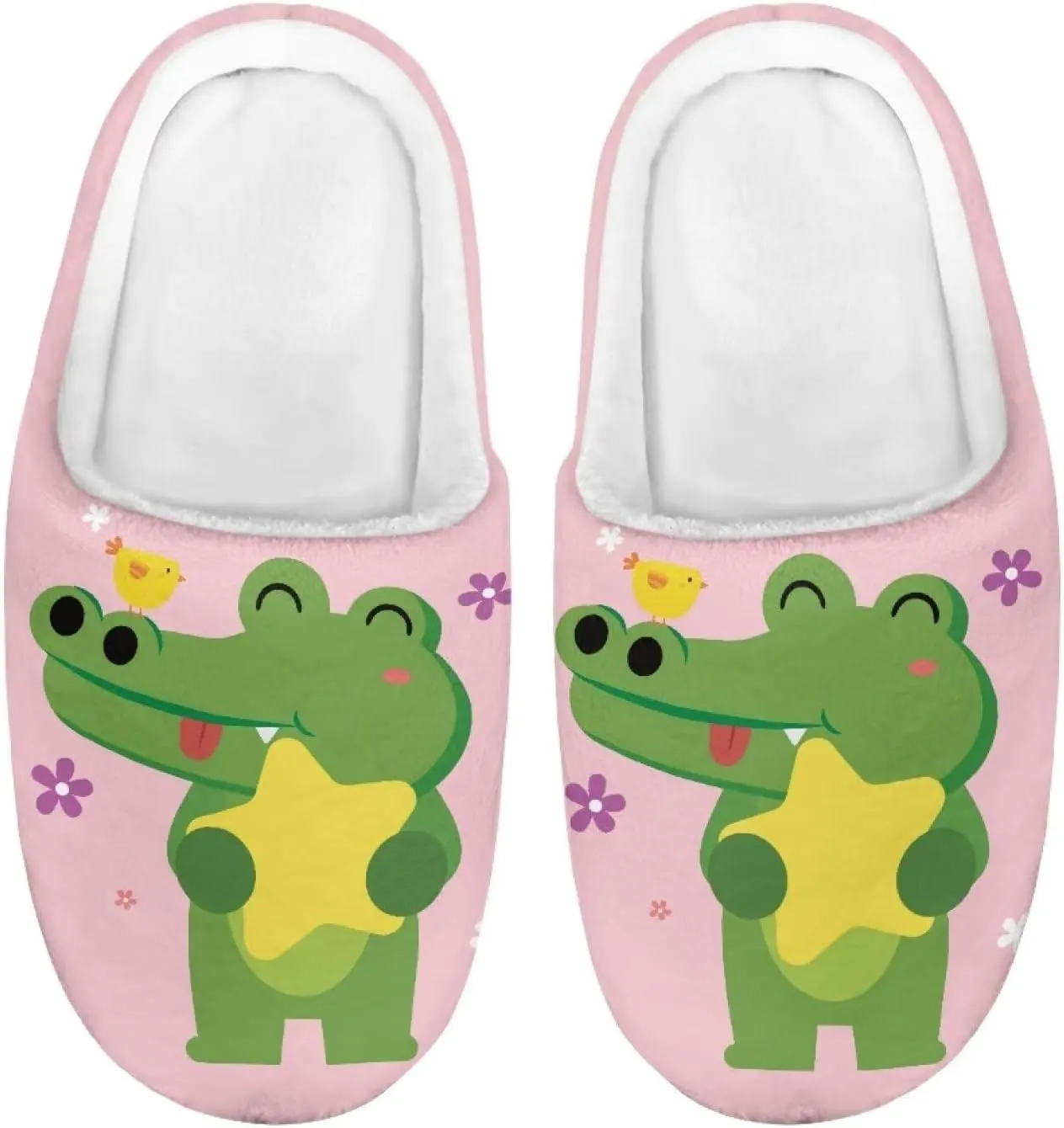 Kids Slippers Winter Plush Warm Slippers Animal Print House Shoes Soft Fuzzy Slippers Indoor Non Slip Cotton Shoes for Boys Girls US 9-15