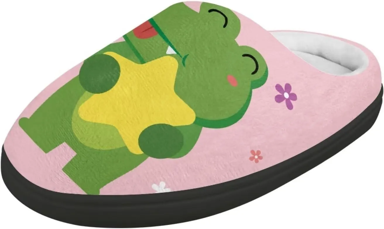 Kids Slippers Winter Plush Warm Slippers Animal Print House Shoes Soft Fuzzy Slippers Indoor Non Slip Cotton Shoes for Boys Girls US 9-15
