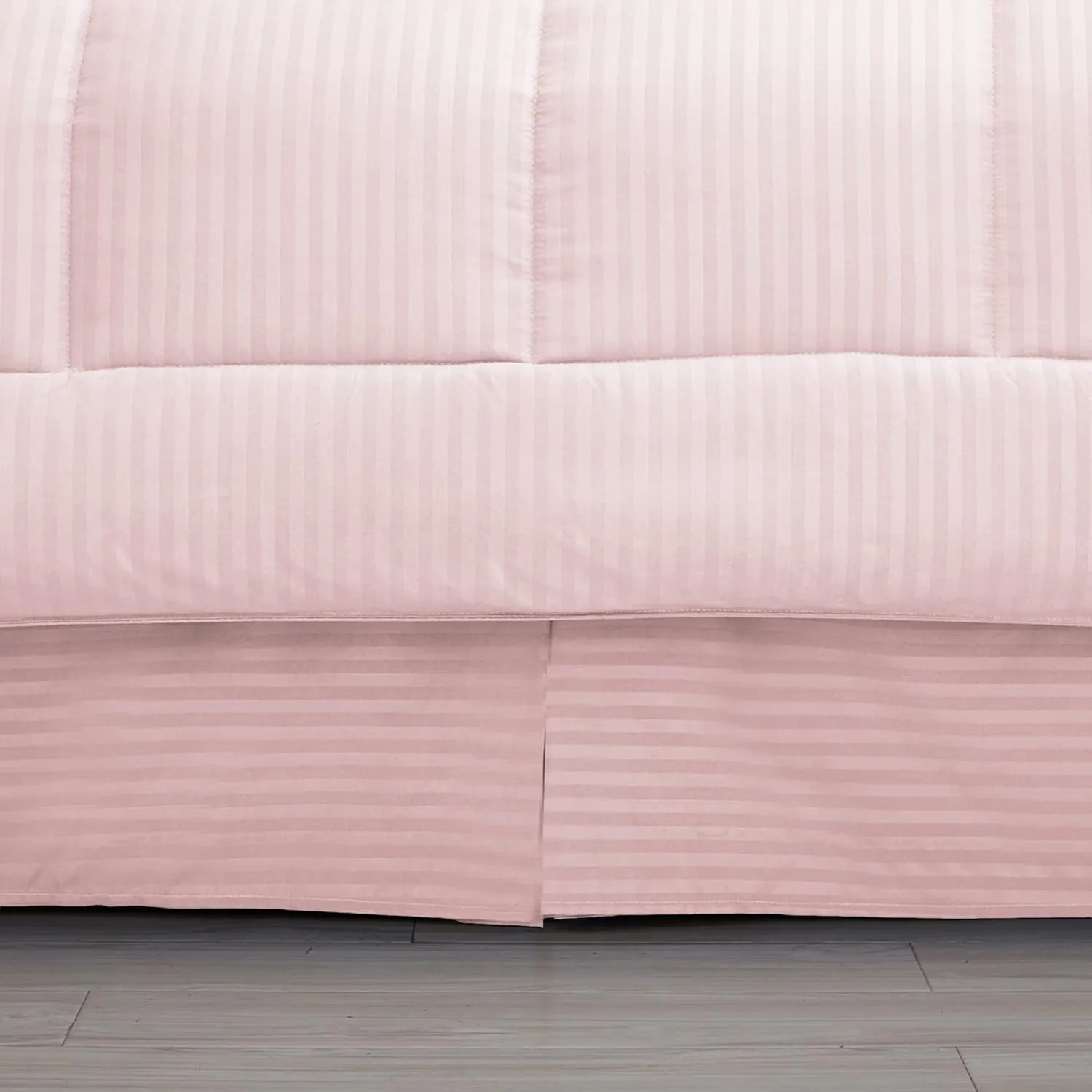 King Size Comforter Set 8 Piece Bed in a Bag with Bed Skirt, Fitted Sheet, Flat Sheet, 2 Pillowcases, 2 Pillow Shams, King, Dobby Pale Pink