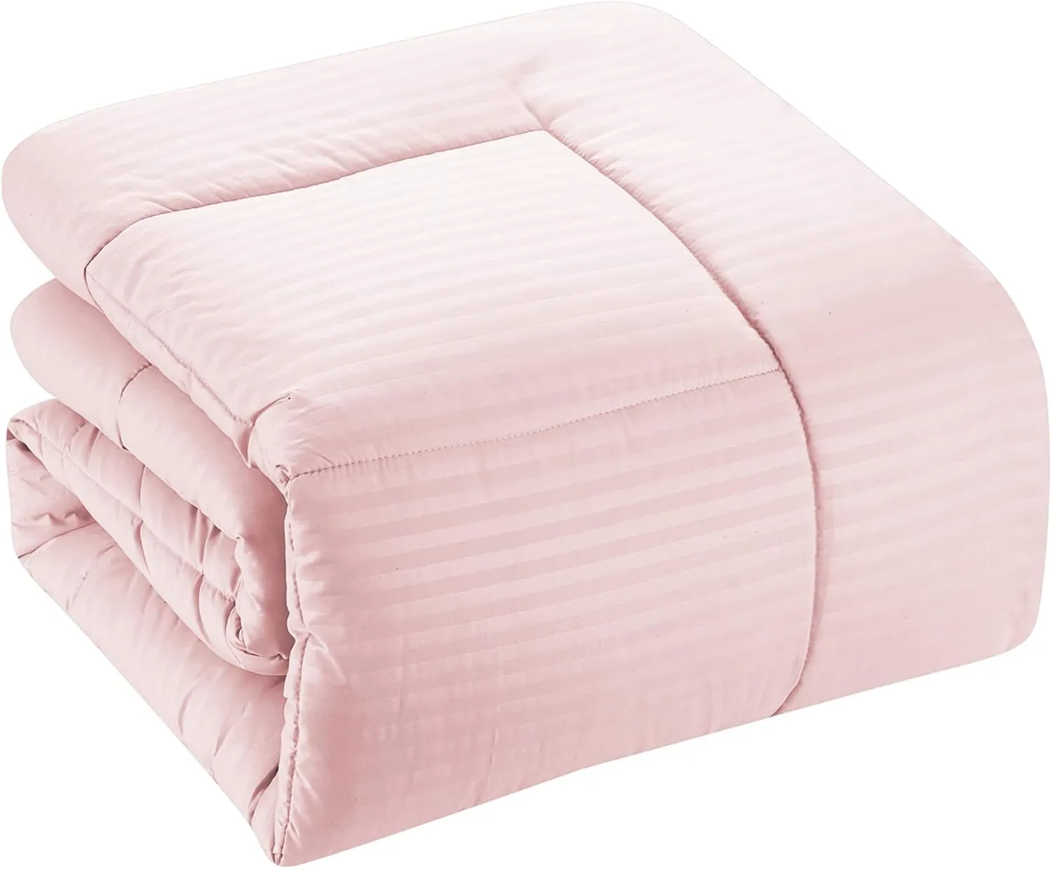 King Size Comforter Set 8 Piece Bed in a Bag with Bed Skirt, Fitted Sheet, Flat Sheet, 2 Pillowcases, 2 Pillow Shams, King, Dobby Pale Pink