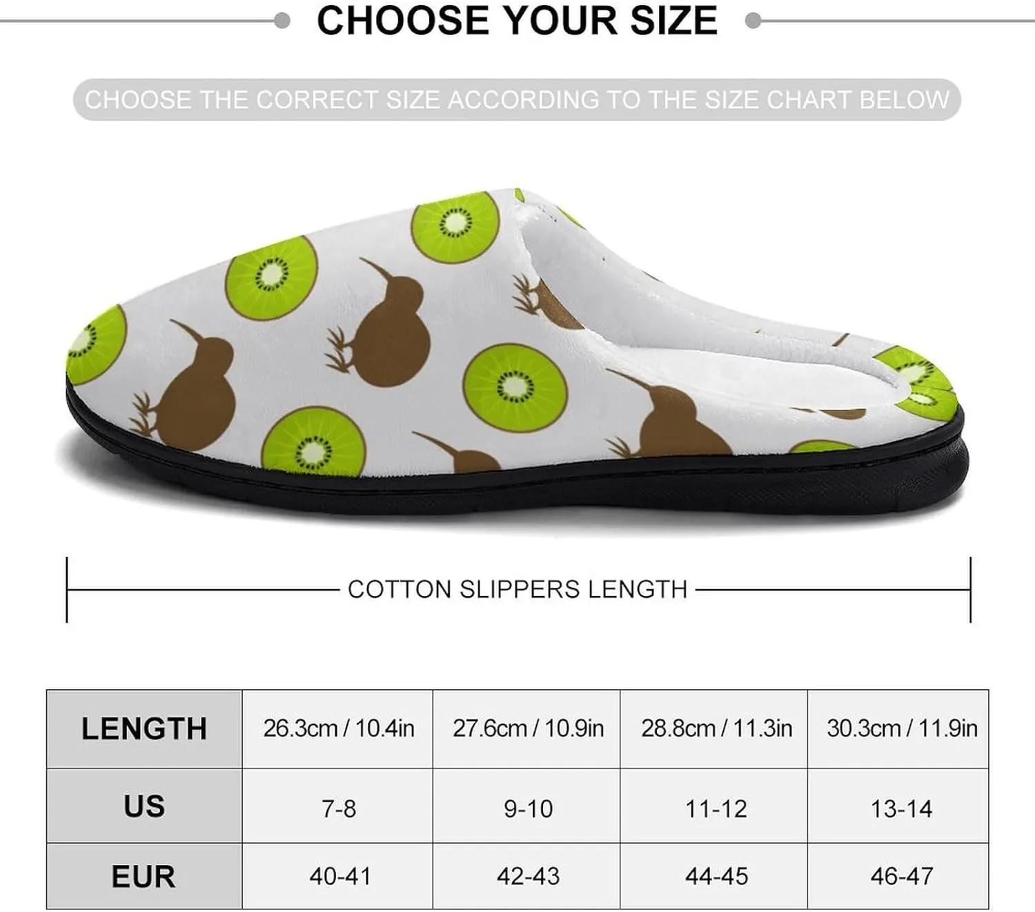 Kiwi Birds And Fruit Mens Slippers Winter Memory Foam Warm House Shoes Indoor/Outdoor