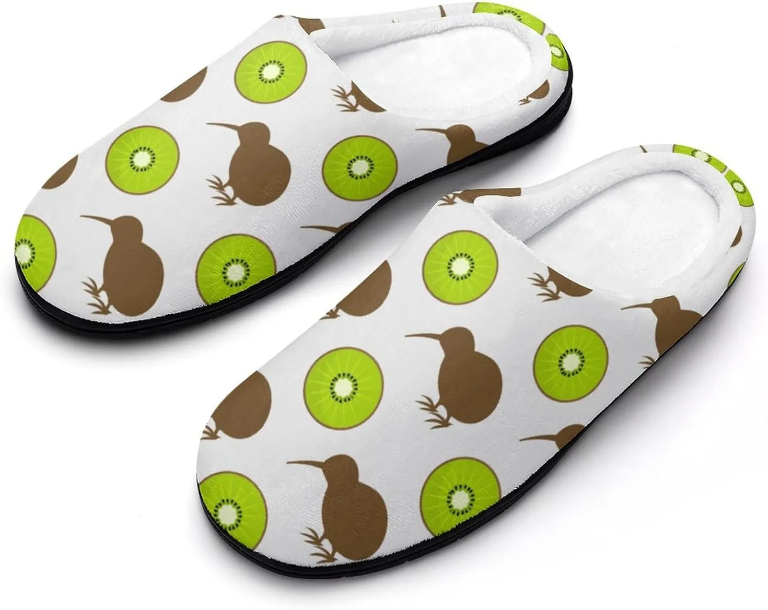 Kiwi Birds And Fruit Mens Slippers Winter Memory Foam Warm House Shoes Indoor/Outdoor