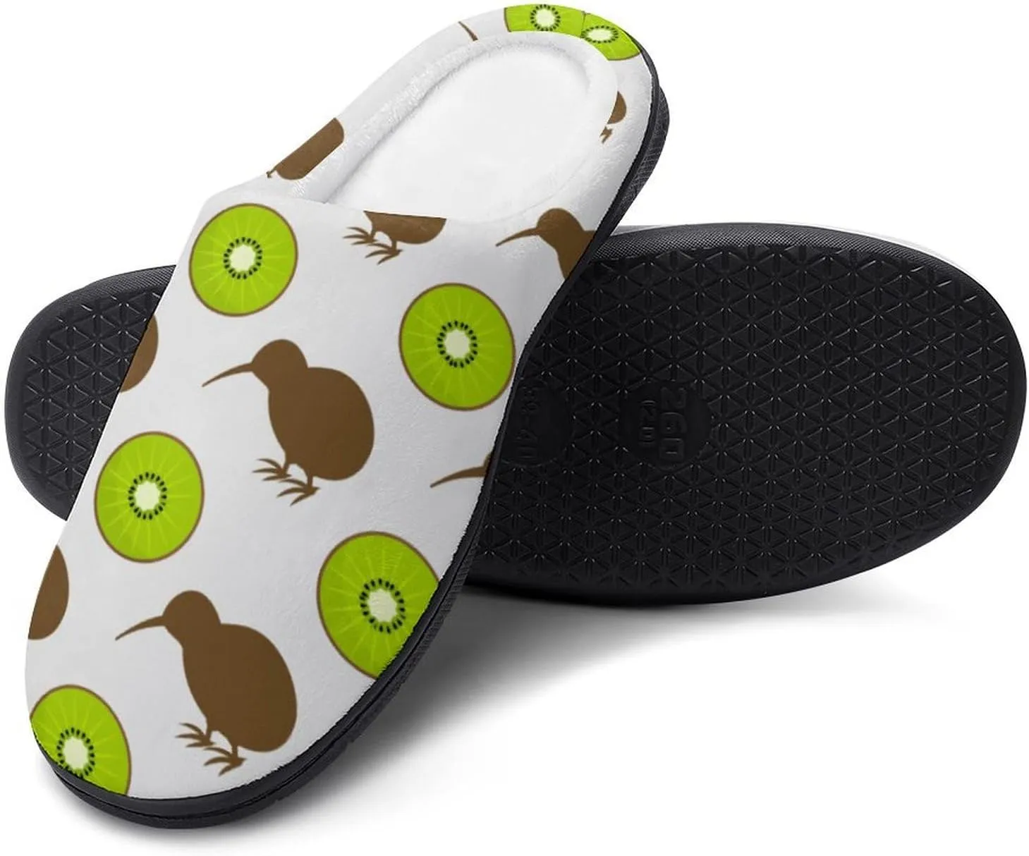 Kiwi Birds And Fruit Mens Slippers Winter Memory Foam Warm House Shoes Indoor/Outdoor
