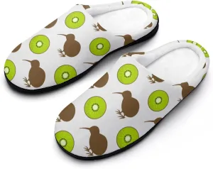 Kiwi Birds And Fruit Mens Slippers Winter Memory Foam Warm House Shoes Indoor/Outdoor