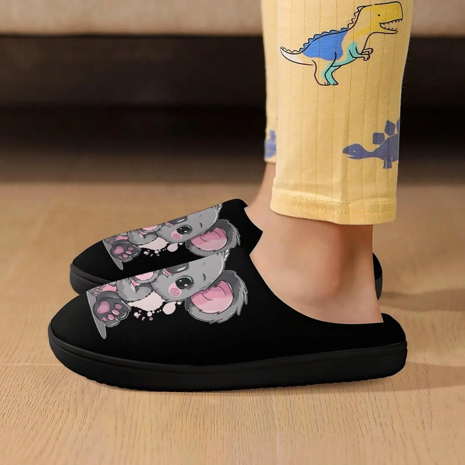 Koala Mommy Kids Toddler Cotton Slippers Slip-on House Shoes for Bedroom Indoor Outdoor