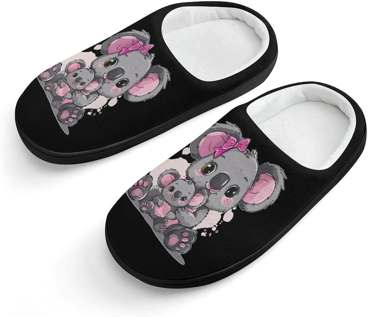 Koala Mommy Kids Toddler Cotton Slippers Slip-on House Shoes for Bedroom Indoor Outdoor