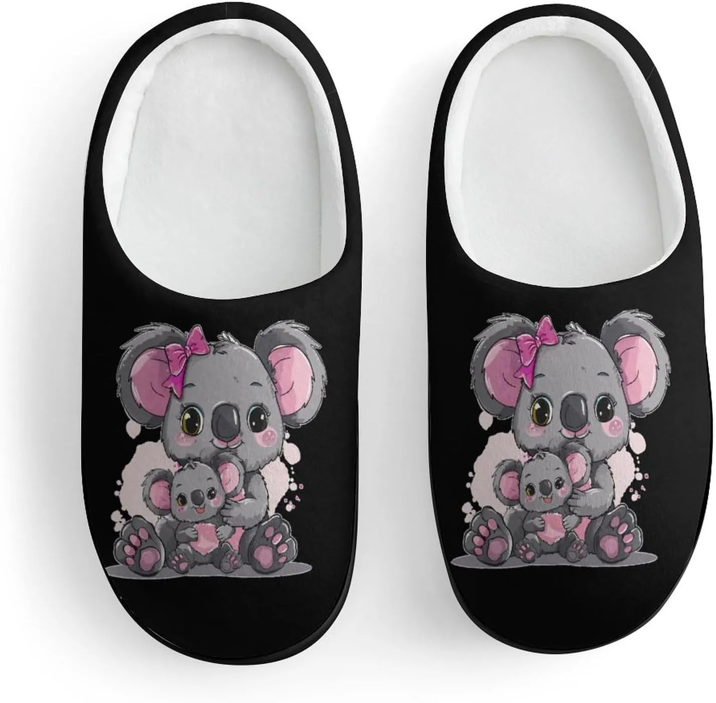 Koala Mommy Kids Toddler Cotton Slippers Slip-on House Shoes for Bedroom Indoor Outdoor
